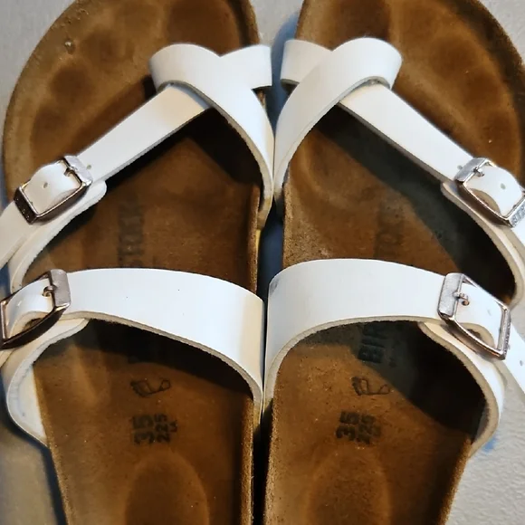 Birkenstock Cream Double Strap Sandals - Picture 7 of 10